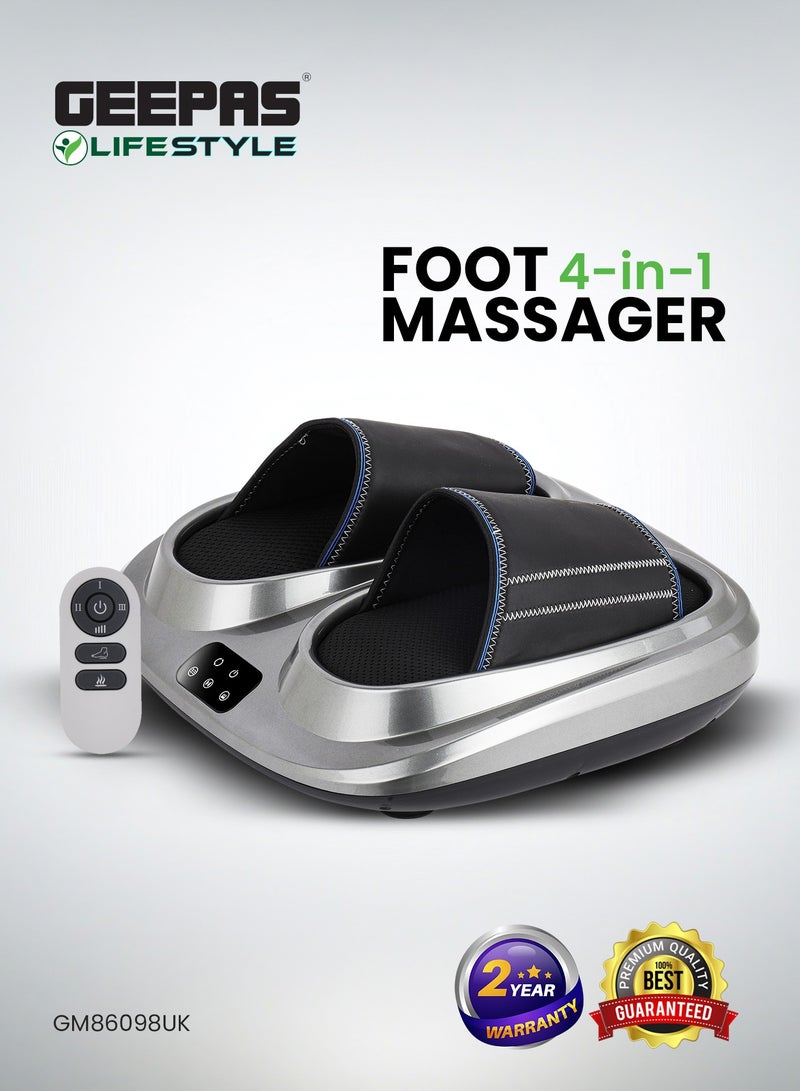GEEPAS 4-in-1 Foot Massager 3 Modes With Remote| 3 Speed Function, 15 Minutes Timer, 3 Kneading Speeds, Tapping an d Massage, Foot Size| Relieves Pain, Fatigue, Improves Blood Circulation, Perfect for Home| 2 Years Warranty GM86098UK Black - Image 1